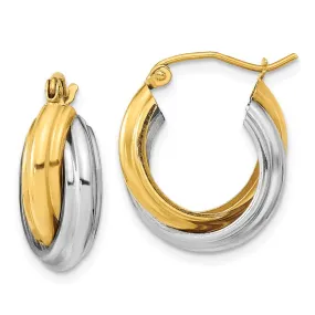 10k Two-tone Polished Double Hoop Earrings-10ER286
