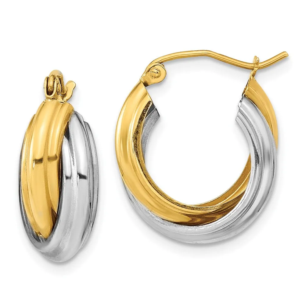 10k Two-tone Polished Double Hoop Earrings-10ER286