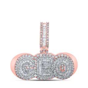10kt Two-tone Gold Baguette Diamond CEO Charm Pendant - 3 Cttw