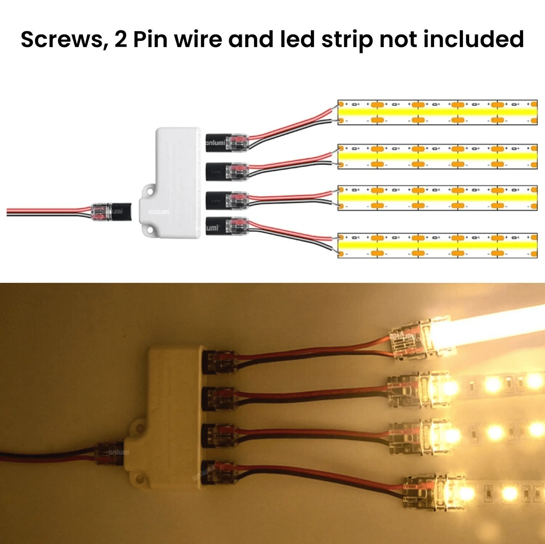 12V/24V 2Pin LED Strip 2/3/4 Way Connector For Power Distribution Single Colour LED