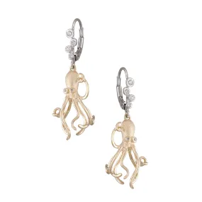 14k 2/tone Octopus Earring with 12 Diamonds