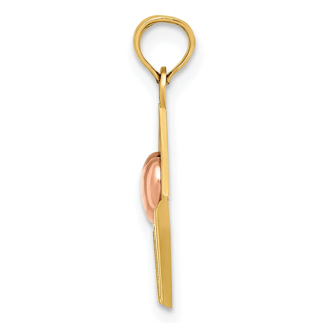 14k Rose and Yellow Gold 3-D XOXO Envelope Heart Charm Pendant