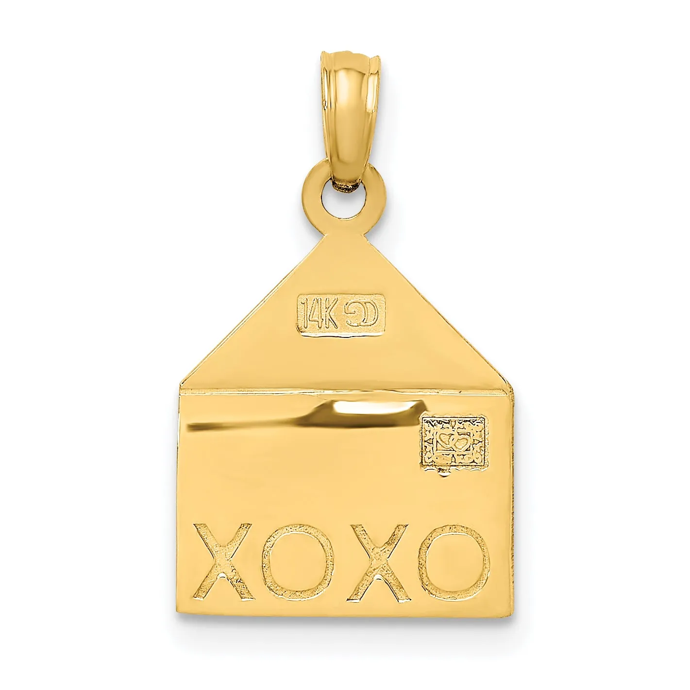 14k Rose and Yellow Gold 3-D XOXO Envelope Heart Charm Pendant