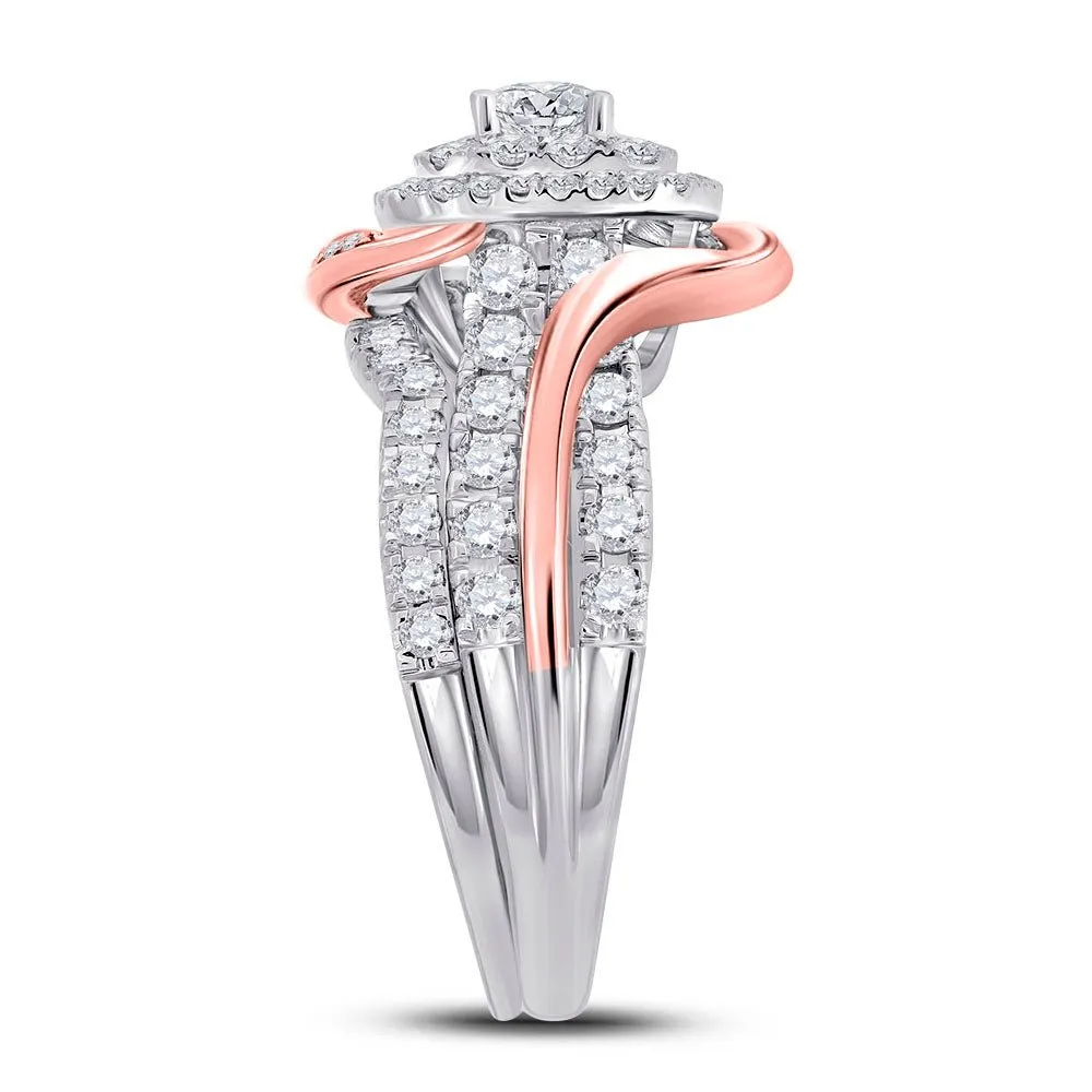 14kt Dual-tone Diamond Elegance Wedding Ring Set