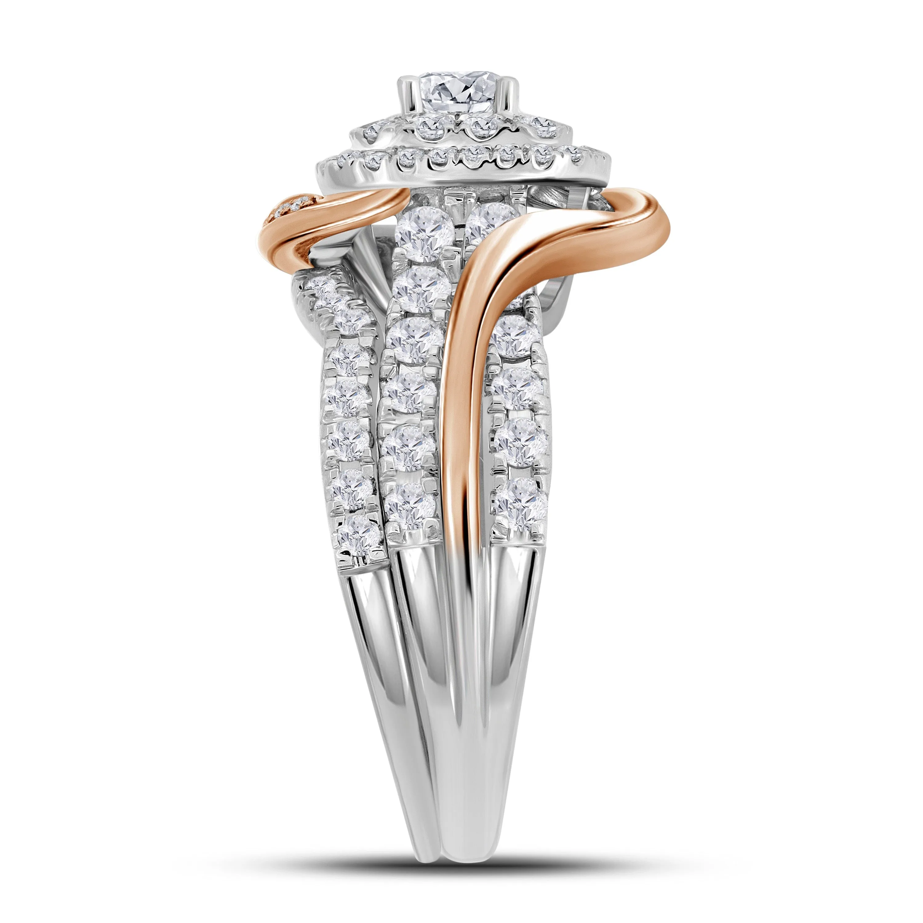 14kt Dual-tone Diamond Elegance Wedding Ring Set