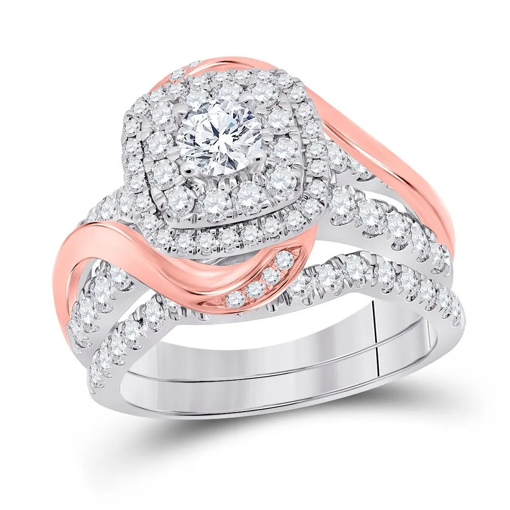 14kt Dual-tone Diamond Elegance Wedding Ring Set