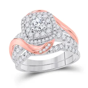 14kt Dual-tone Diamond Elegance Wedding Ring Set