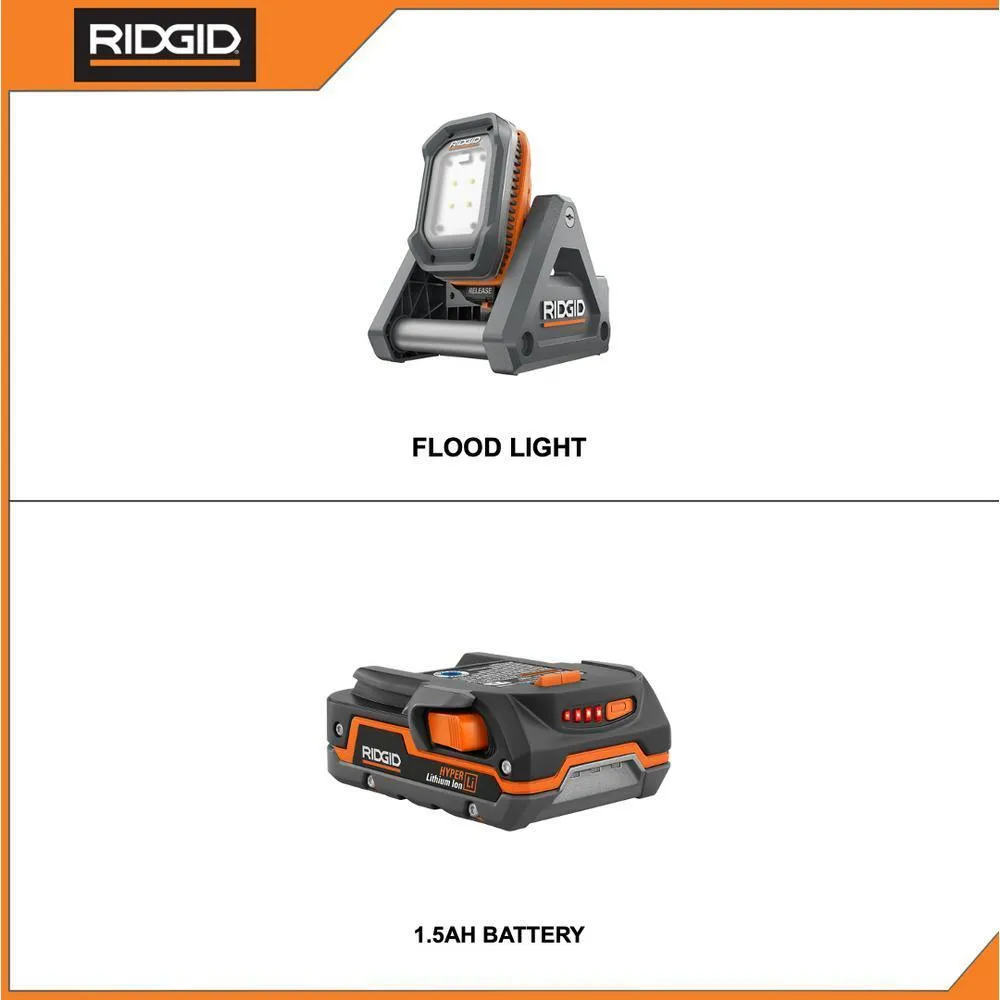 18-Volt Cordless Flood Light with Detachable Light with 1.5 Ah Lithium-Ion Battery