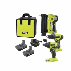 18-Volt ONE  Lithium-Ion Cordless 3-Tool Combo Kit with Drill/Driver, Impact Driver, AirStrike 18-Gauge Brad Nailer