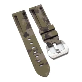 22mm Brown Digital Camo Rubber Watch Strap For Panerai