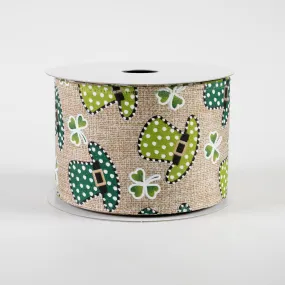 2.5" Polka Dot St. Pat Hats Print Linen Ribbon (10 Yards)