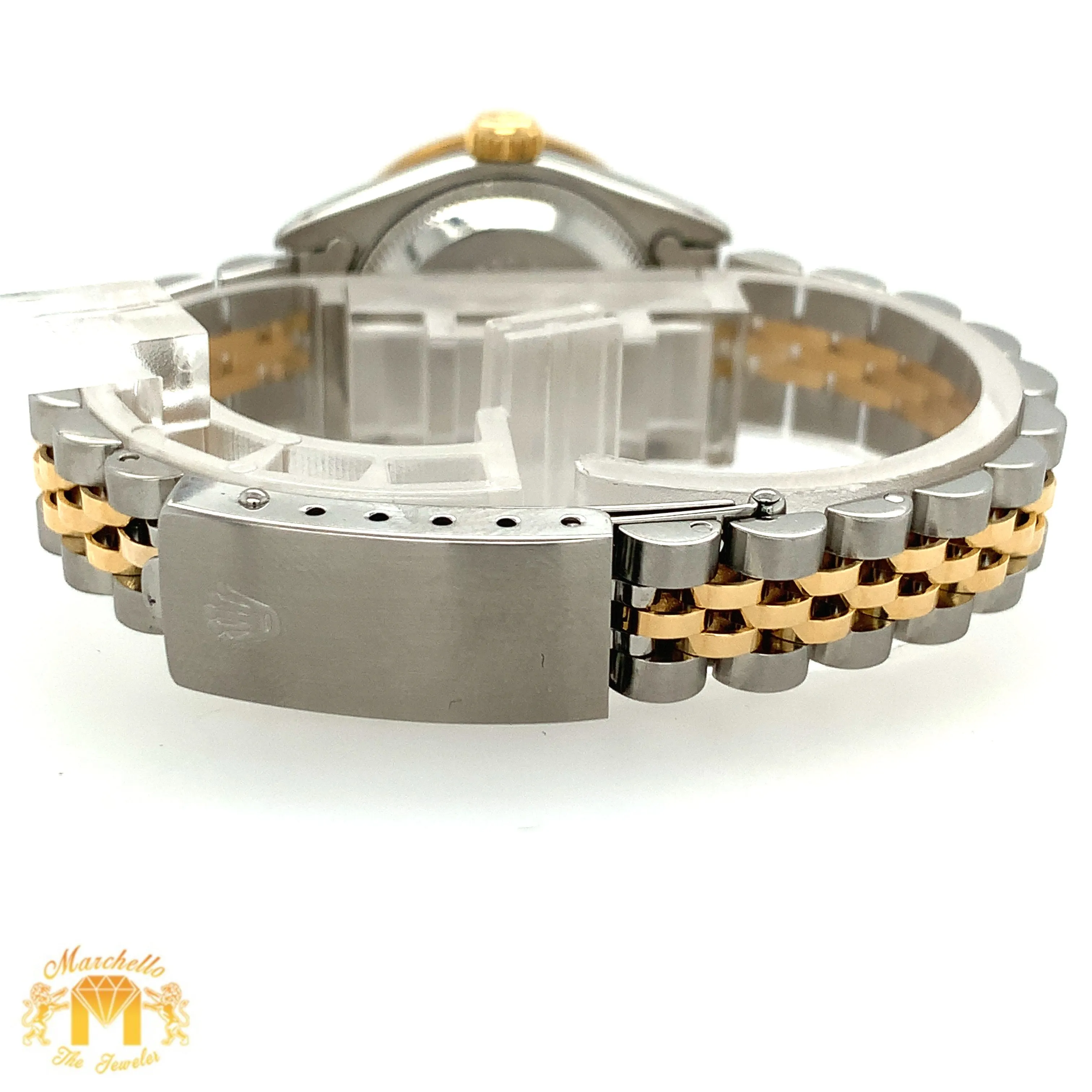 26mm Ladies’ Rolex Datejust Diamond  Watch with Two-tone Jubilee Bracelet (custom black diamond dial)