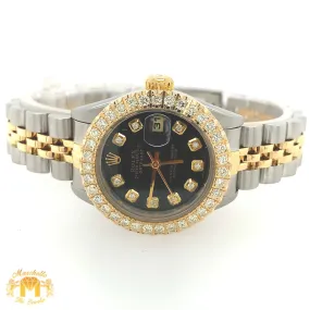 26mm Ladies’ Rolex Datejust Diamond  Watch with Two-tone Jubilee Bracelet (custom black diamond dial)