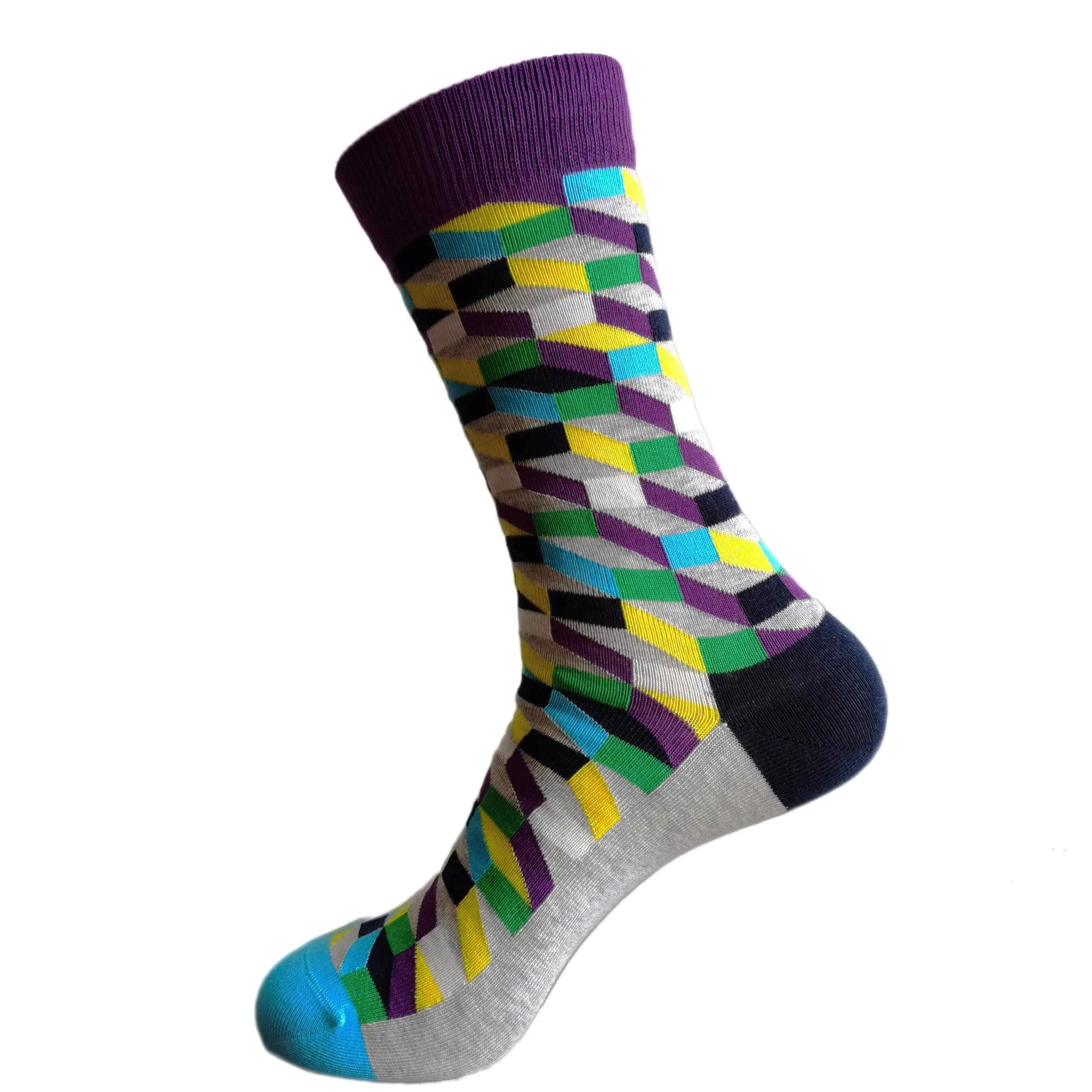 3-Pack Grey and Purple Checked Socks