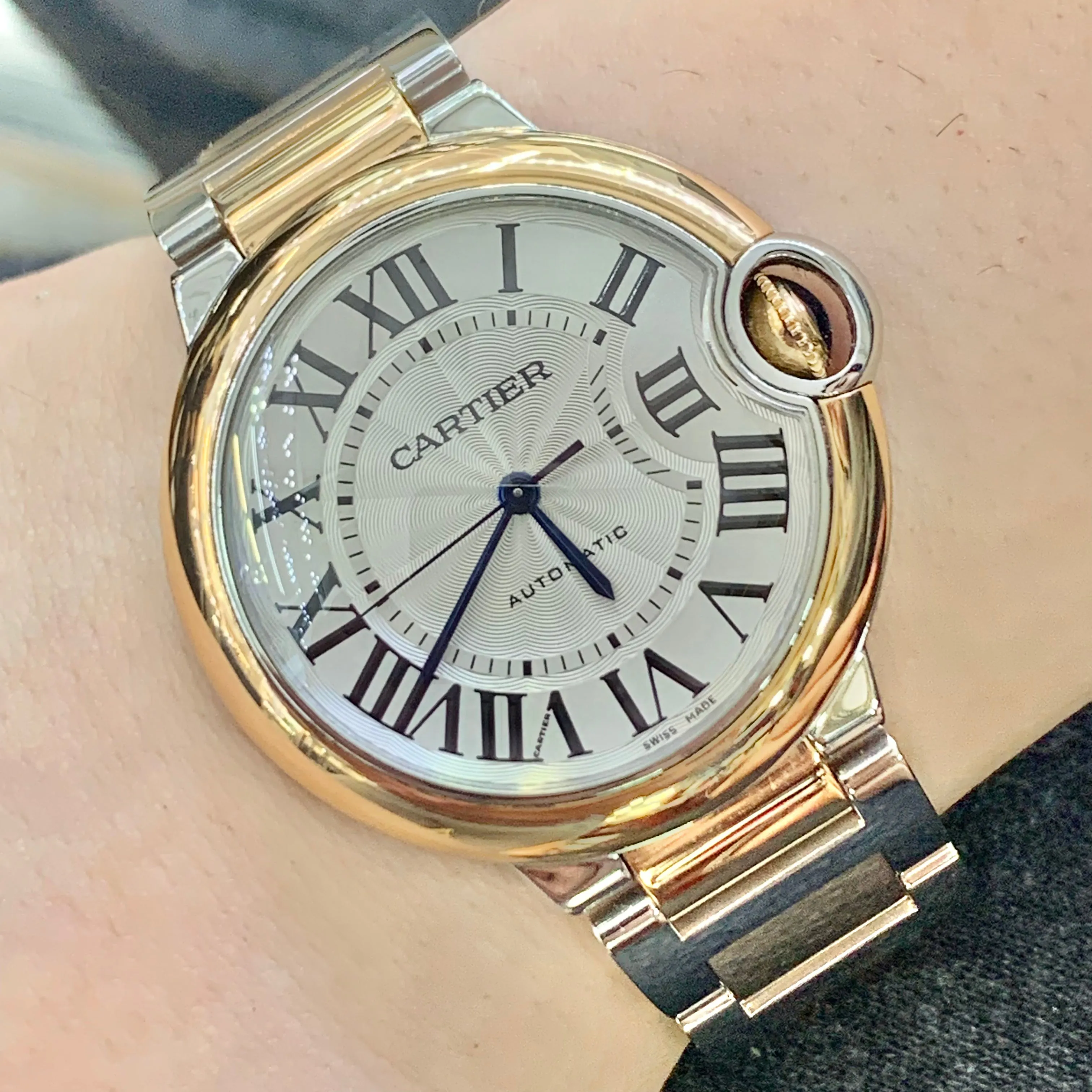 36mm Ballon Bleu De Cartier Watch, Rose Gold and Stainless Steel