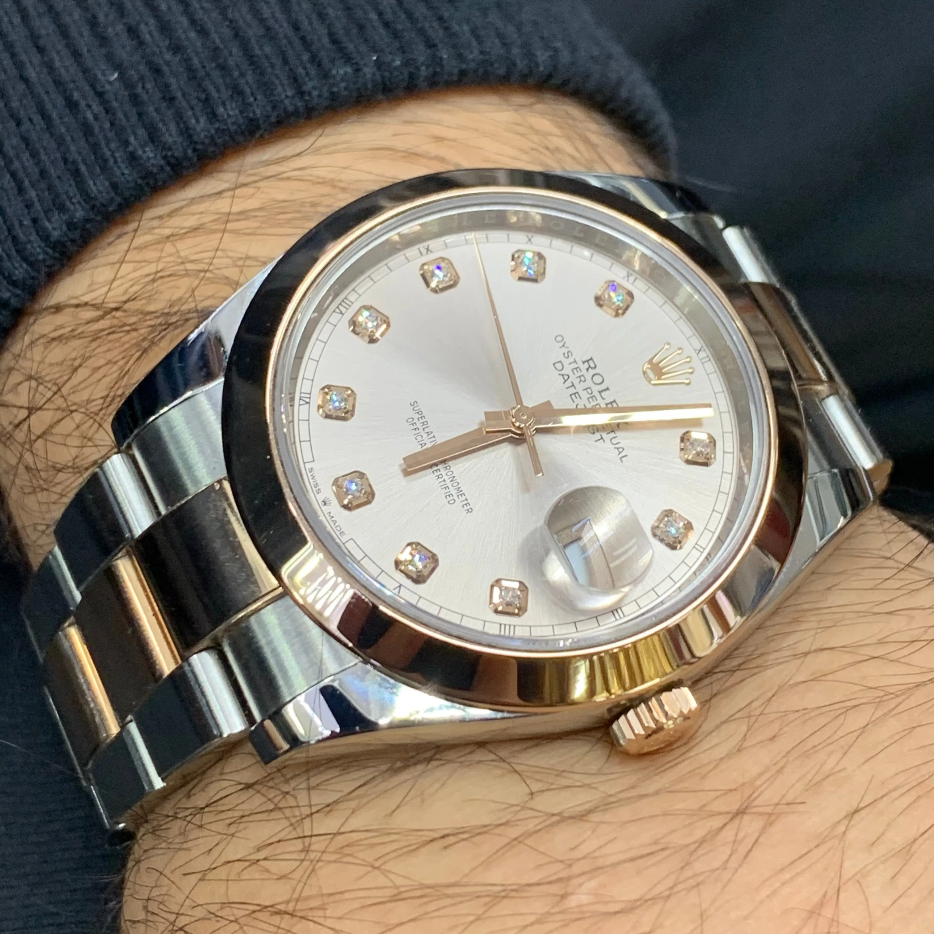 41mm Rolex Watch with Two-Tone Oyster Bracelet (factory diamond dial)
