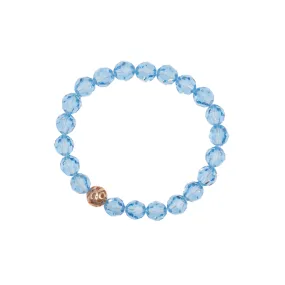 8mm Aquamarine Swarovski Beaded Bracelet