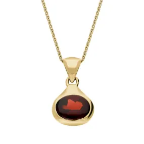 9ct Yellow Gold Garnet Pendant Necklace D
