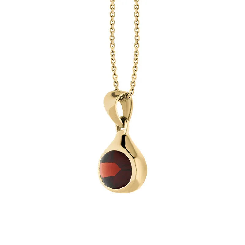 9ct Yellow Gold Garnet Pendant Necklace D