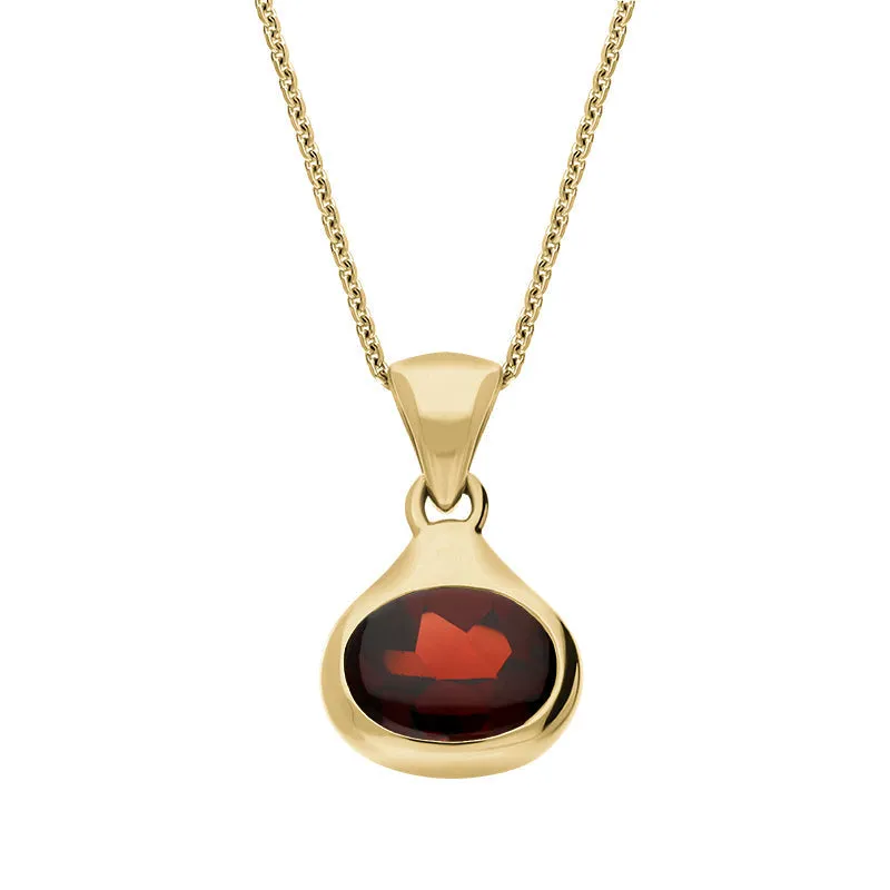 9ct Yellow Gold Garnet Pendant Necklace D