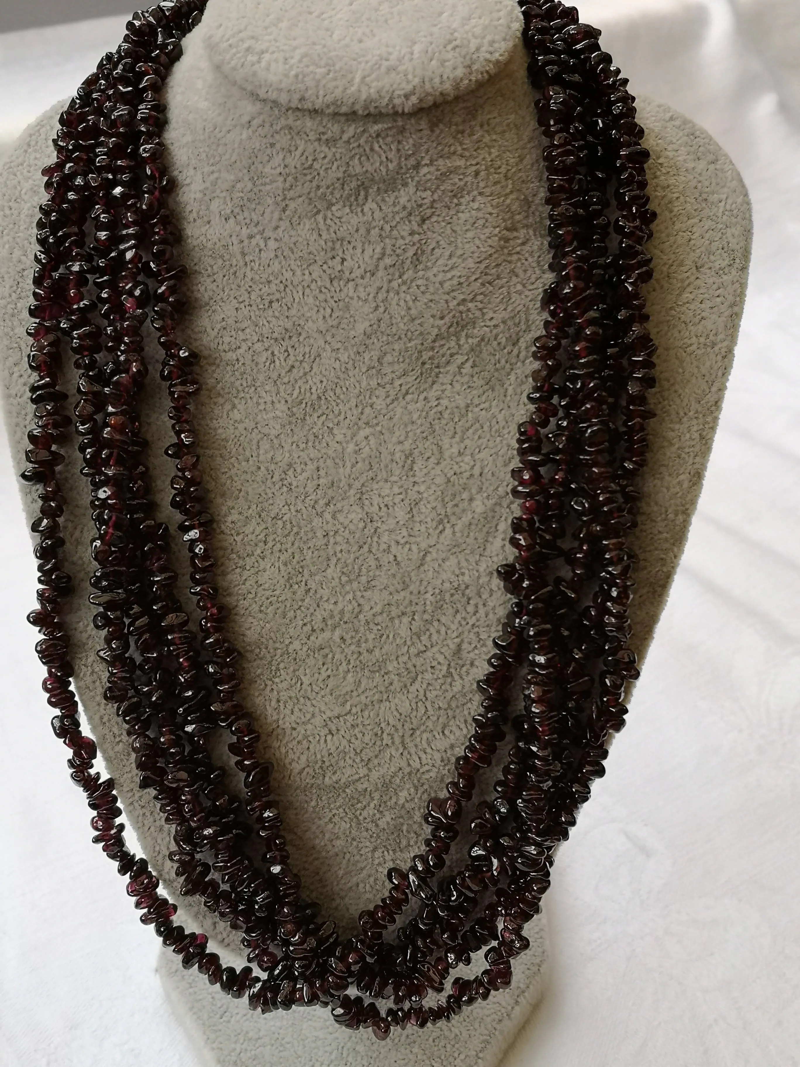 A Vintage Garnet Necklace with silver clasp