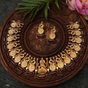 Ahana Peacock Garnet Necklace