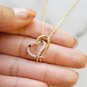 Allison Kaufman Double Heart Diamond Pendant