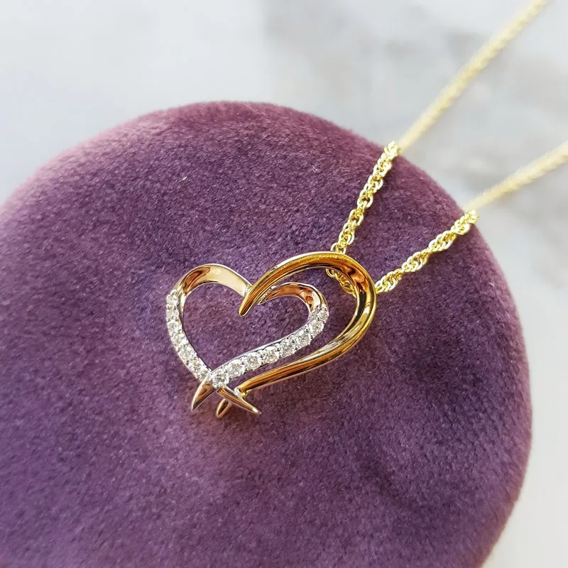 Allison Kaufman Double Heart Diamond Pendant