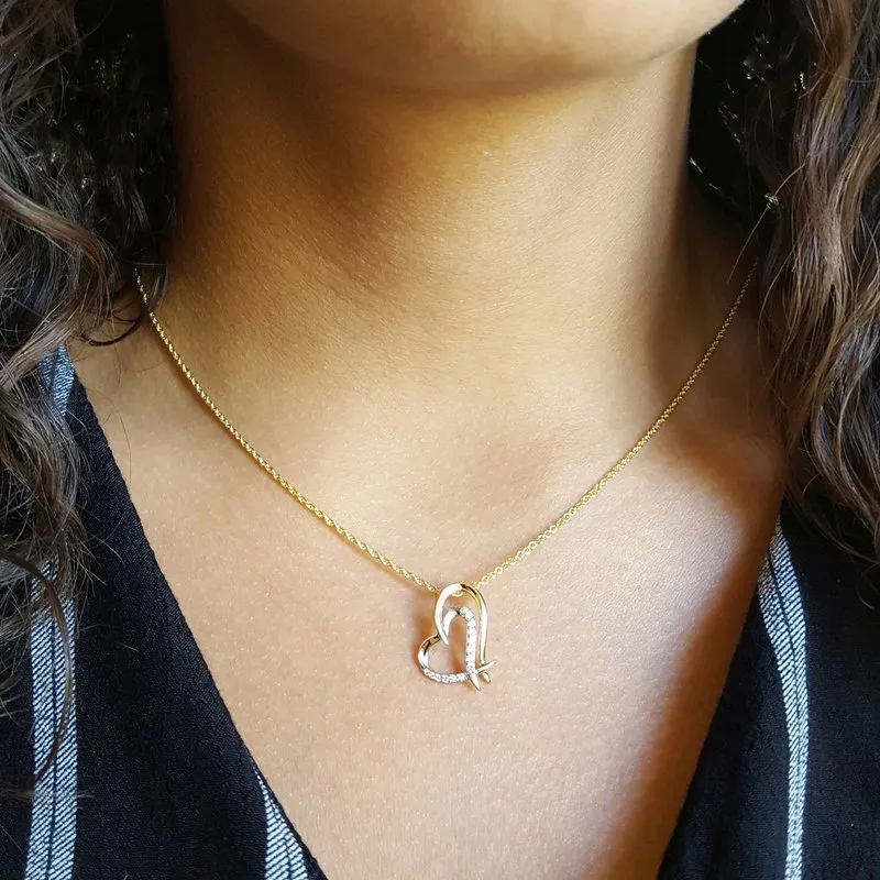 Allison Kaufman Double Heart Diamond Pendant