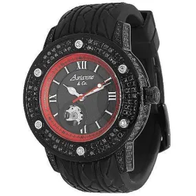 Avianne&Co Mens Black Diamond Steel Roadster Watch