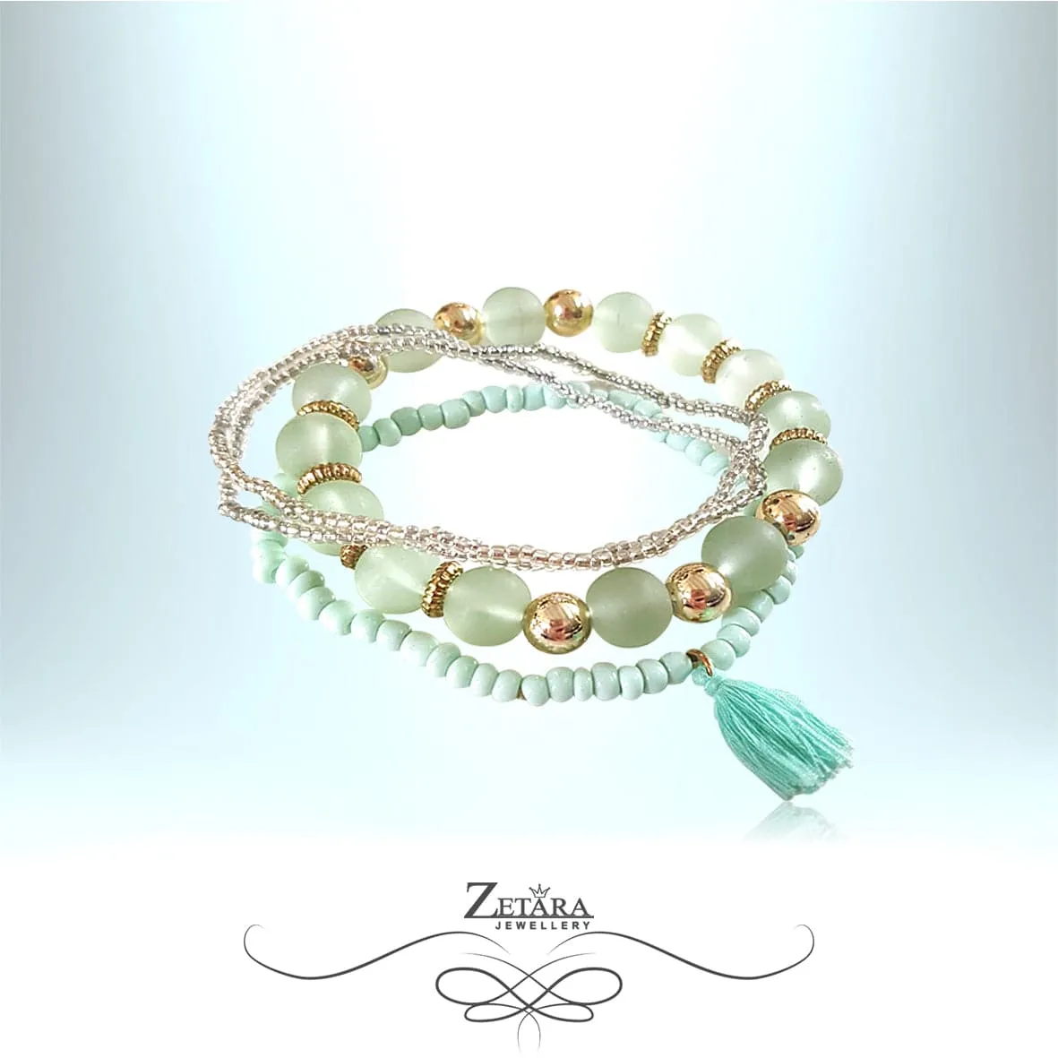 Barcelona Vintage Beaded Bracelet - Fresh Mint 2024