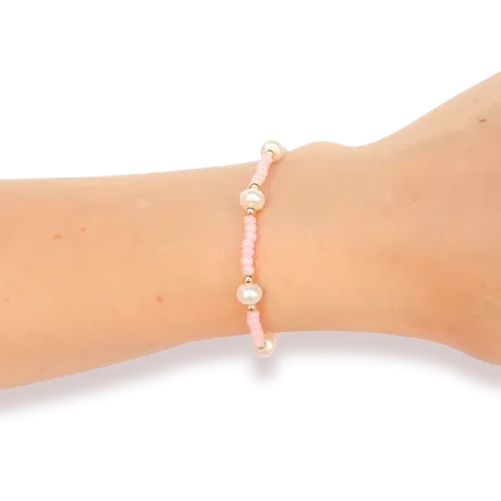 Beaded Blondes | Pastel Pink Pearl Bracelet