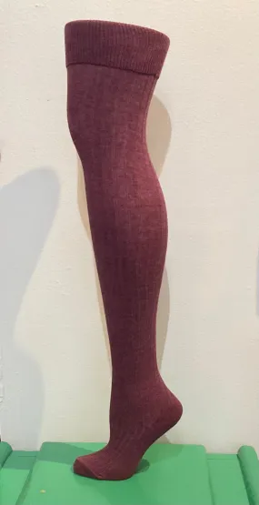 Berry Melange Cotton Over The Knee Socks