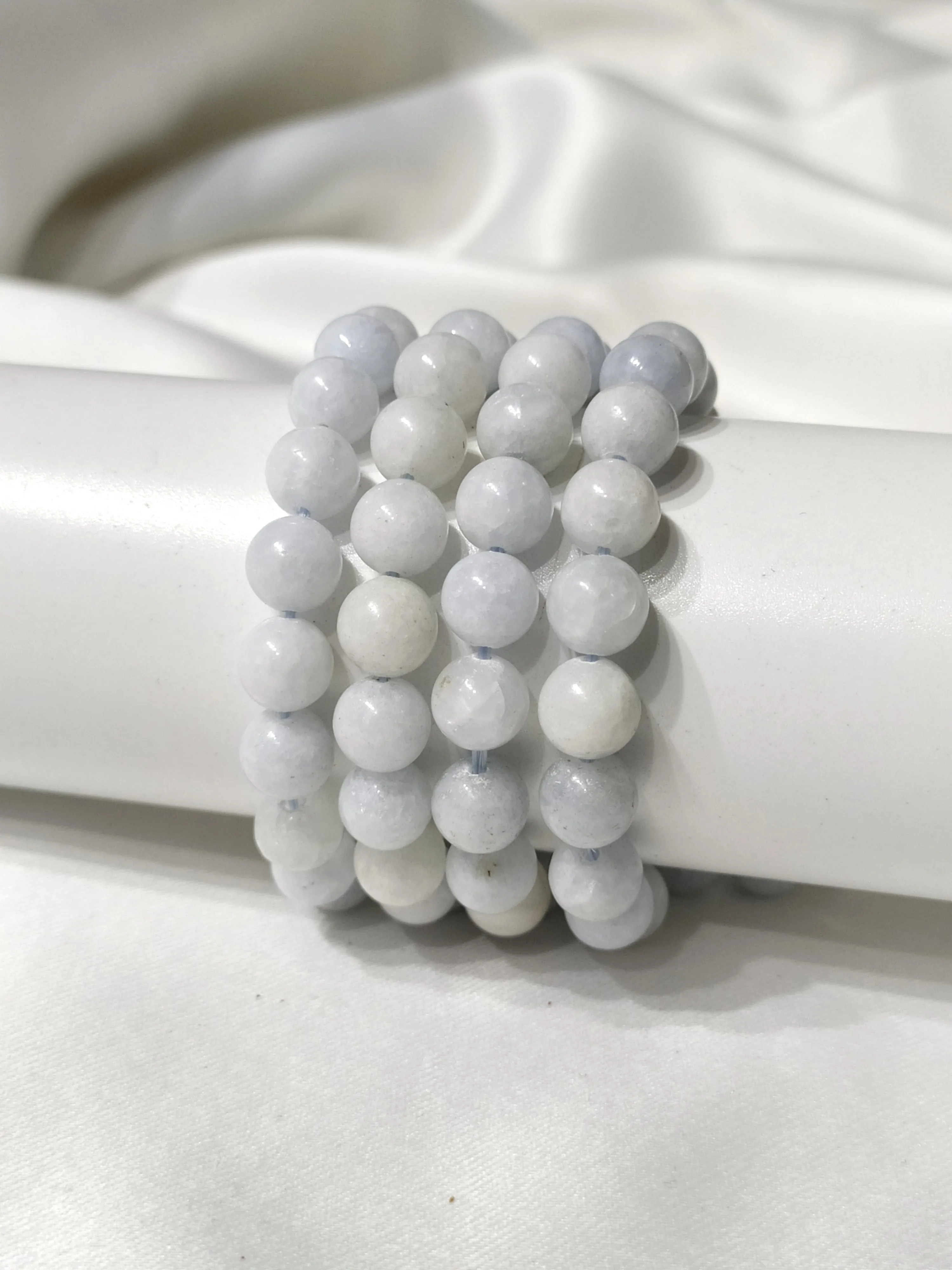 Blue Celestite | Round Beads Bracelet | Gemstone Bracelet