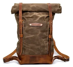 Brothers & Son The Pioneer Aloe Green Canvas and Leather Backpack