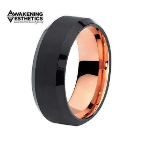 Brushed Black Beveled Edges Tungsten Ring