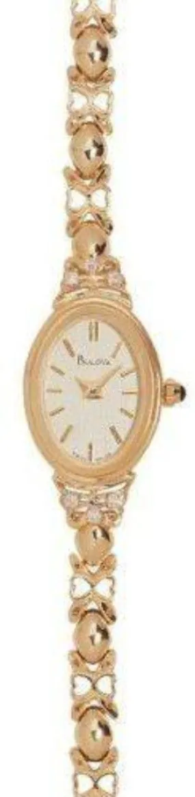 Bulova 14kt Yellow Gold Diamond Champagne Ladies Watch 95U00