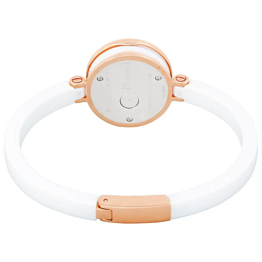 Bvlgari B.zero1 White Lacquered Dial White Ceramic Bangle Bracelet Ladies Watch 102174
