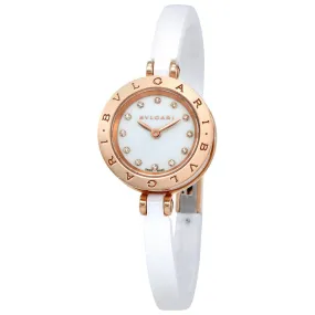 Bvlgari B.zero1 White Lacquered Dial White Ceramic Bangle Bracelet Ladies Watch 102174