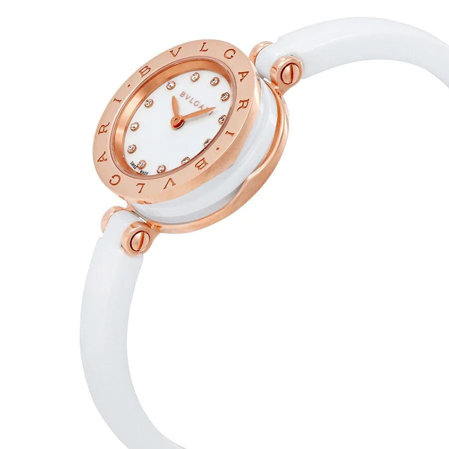 Bvlgari B.zero1 White Lacquered Dial White Ceramic Bangle Bracelet Ladies Watch 102174
