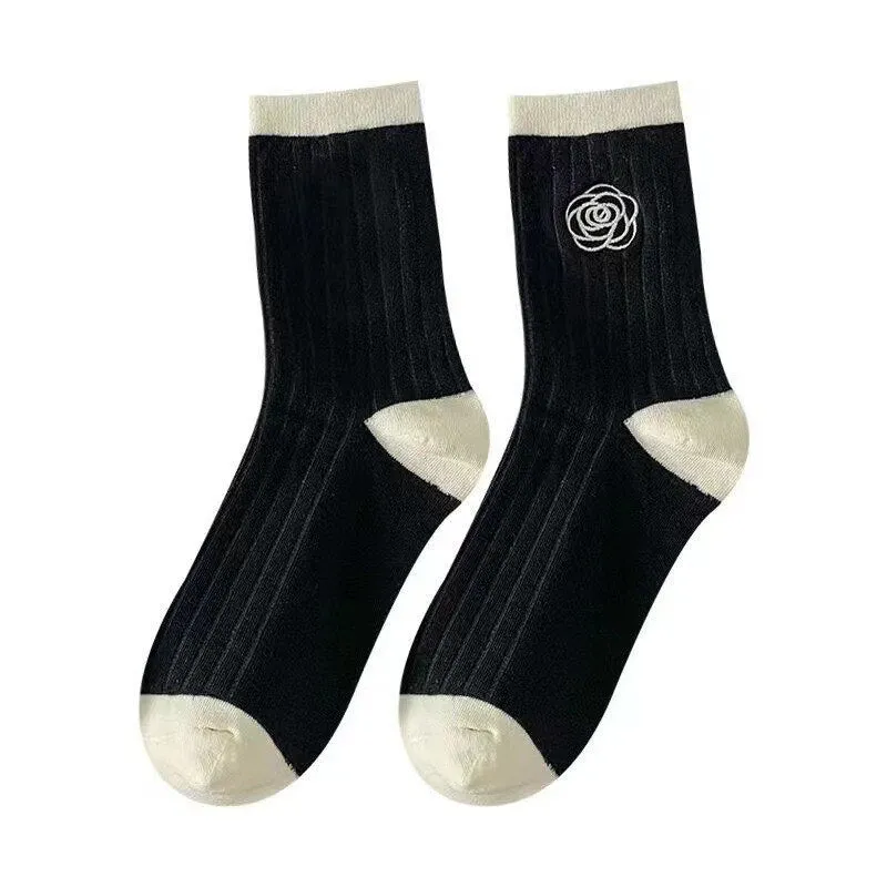 Camellia Flower Cotton Women's Socks