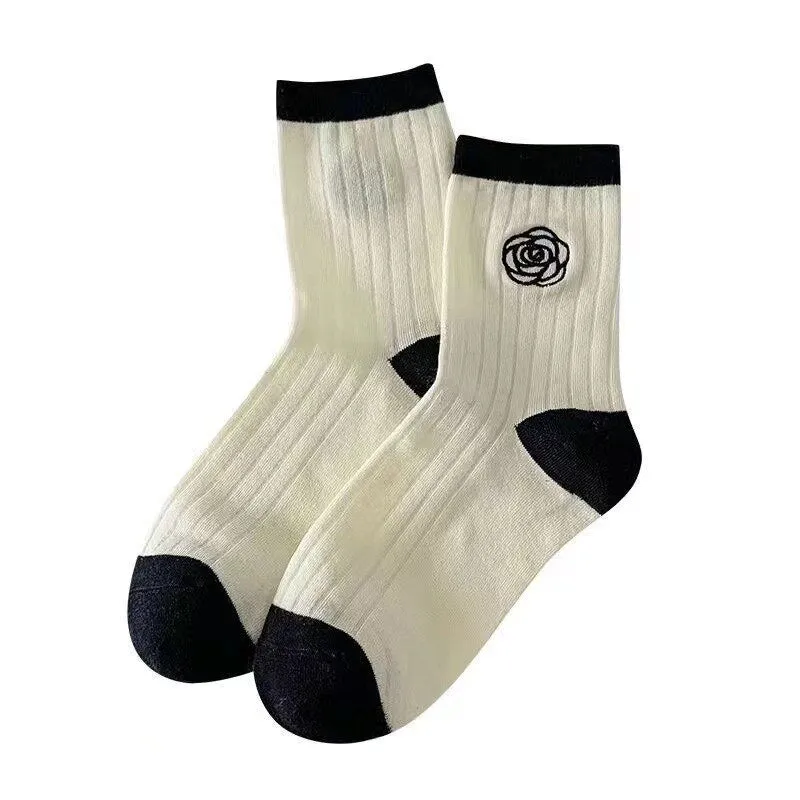 Camellia Flower Cotton Women's Socks