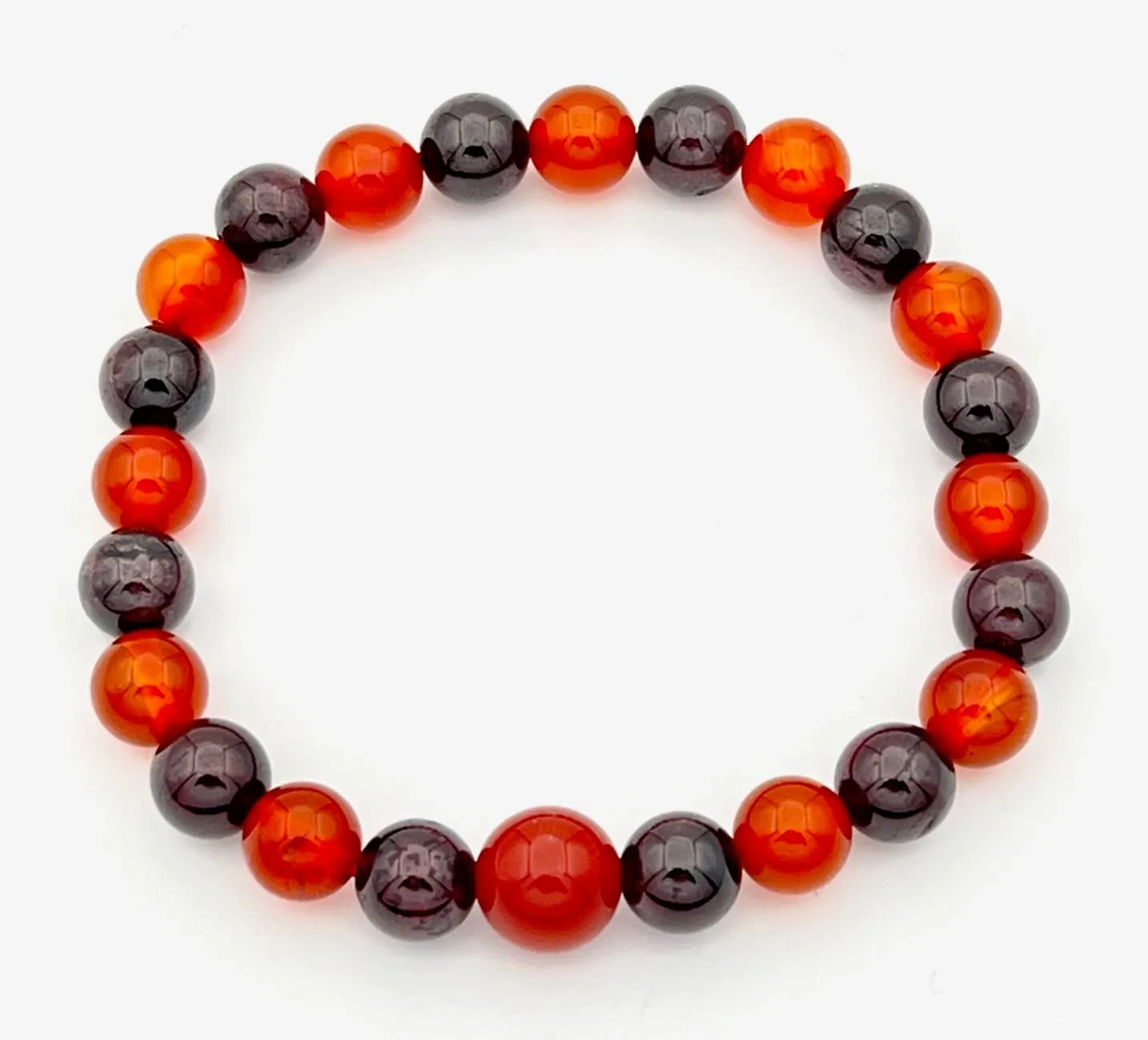 Carnelian & Garnet Beaded Bracelet - Wrist Mala - 8mm