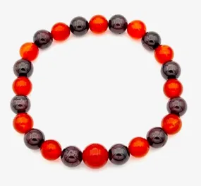 Carnelian & Garnet Beaded Bracelet - Wrist Mala - 8mm