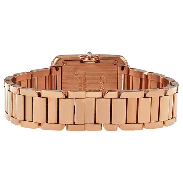 Cartier Tank Anglaise Silver Dial 18kt Rose Gold Diamond Ladies Watch WT100002