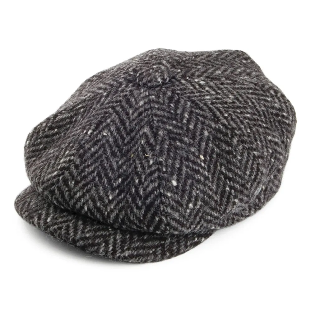 Casquette Gavroche en Tweed du Donegal à Chevrons gris CITY SPORT
