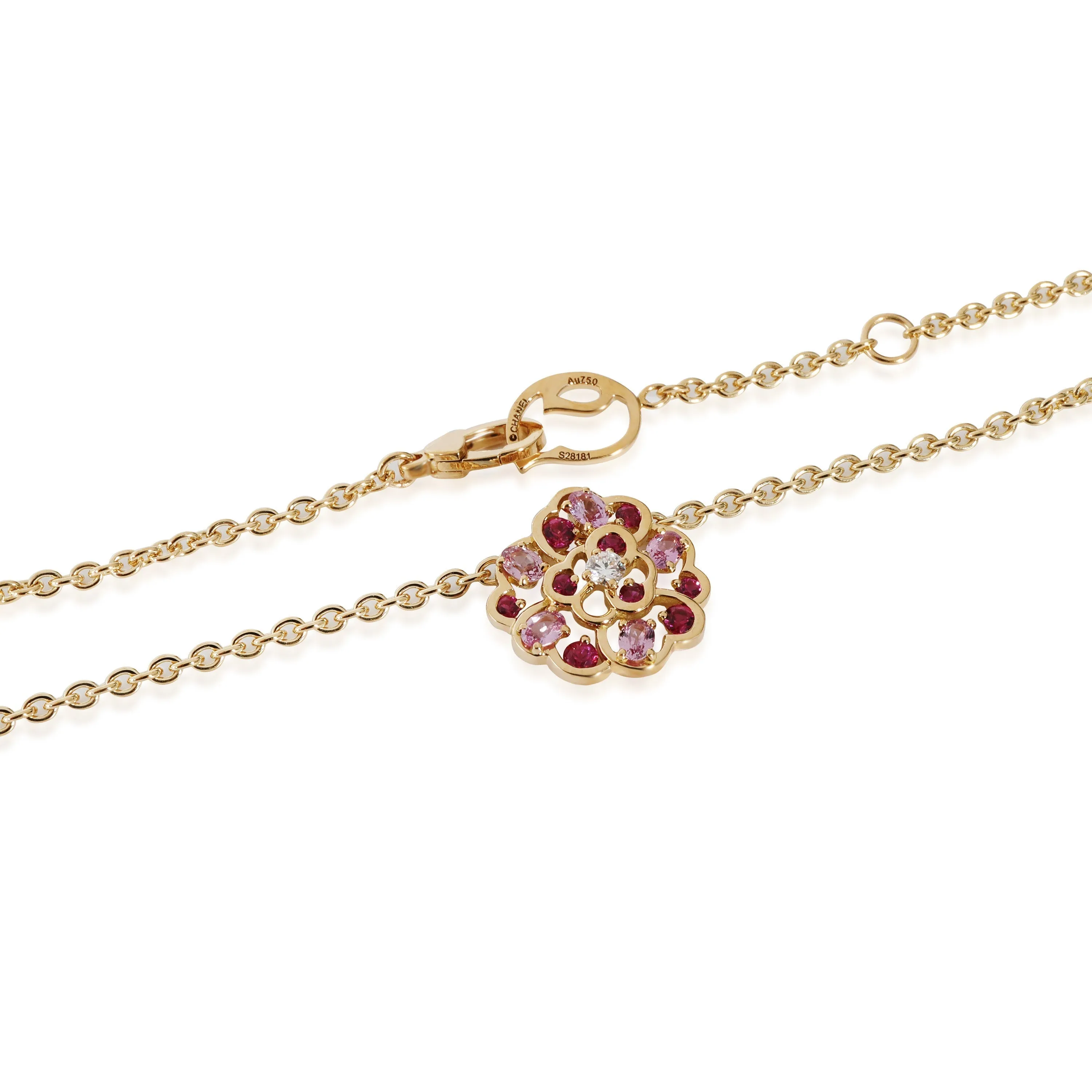 CHANEL Fil De Camelia Diamond Necklace in 18k 18KT Yellow Gold FG VS 0.10 CTW