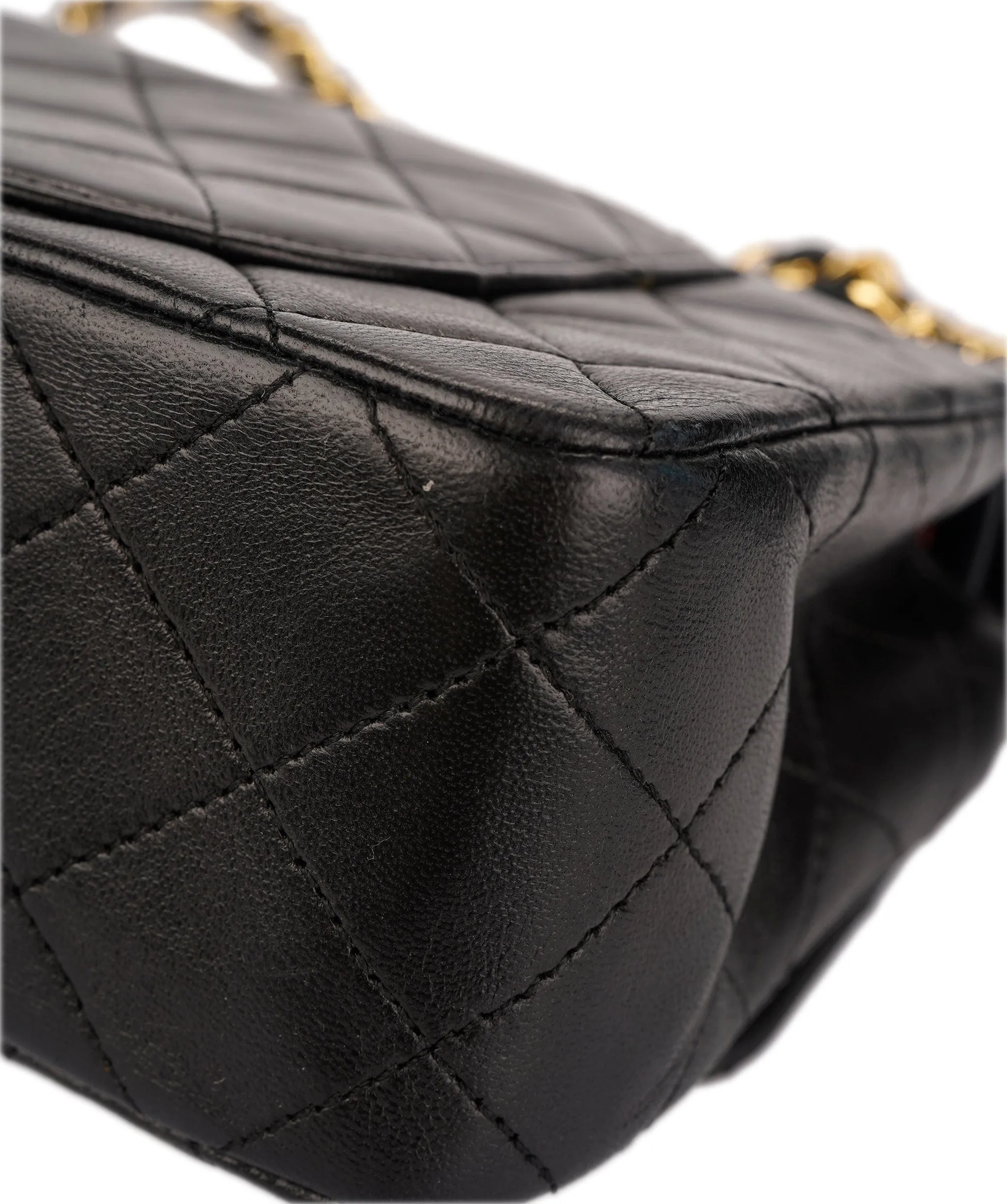 CHANEL VINTAGE CLASSIC FLAP SMALL CHAIN SHOULDER BAG BLACK LAMB SKIN 90242982 DXBS0954