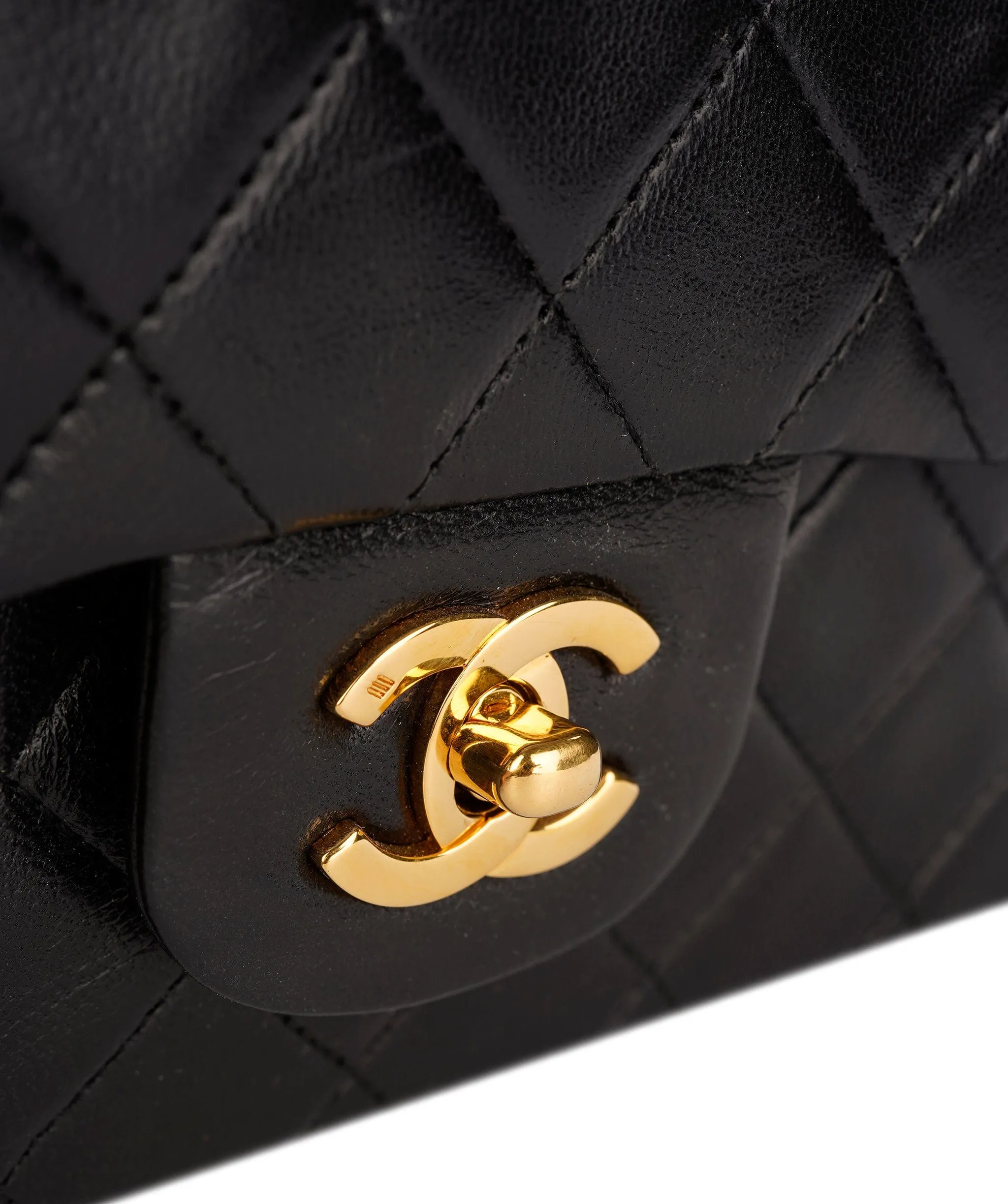 CHANEL VINTAGE CLASSIC FLAP SMALL CHAIN SHOULDER BAG BLACK LAMB SKIN 90242982 DXBS0954