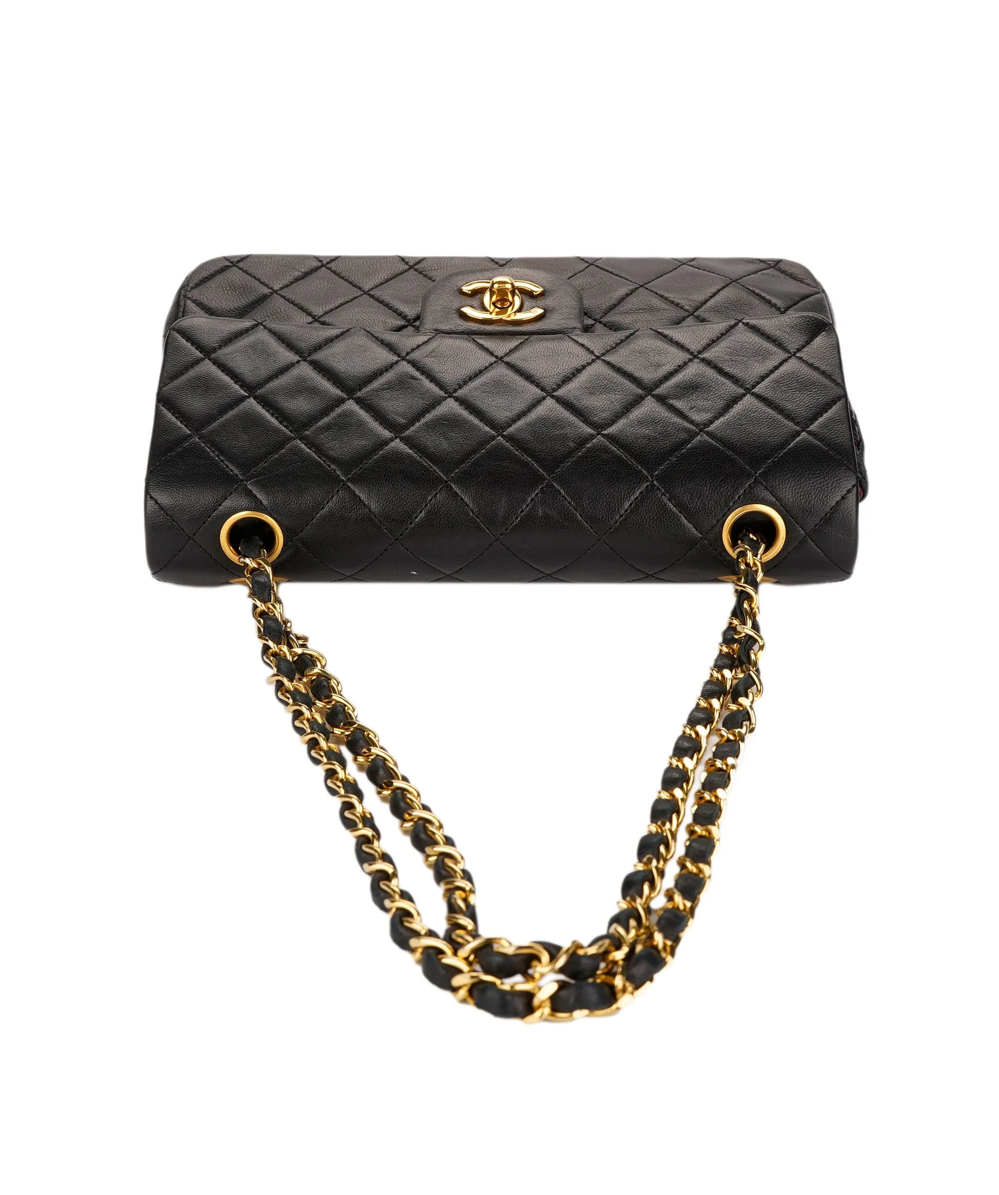 CHANEL VINTAGE CLASSIC FLAP SMALL CHAIN SHOULDER BAG BLACK LAMB SKIN 90242982 DXBS0954